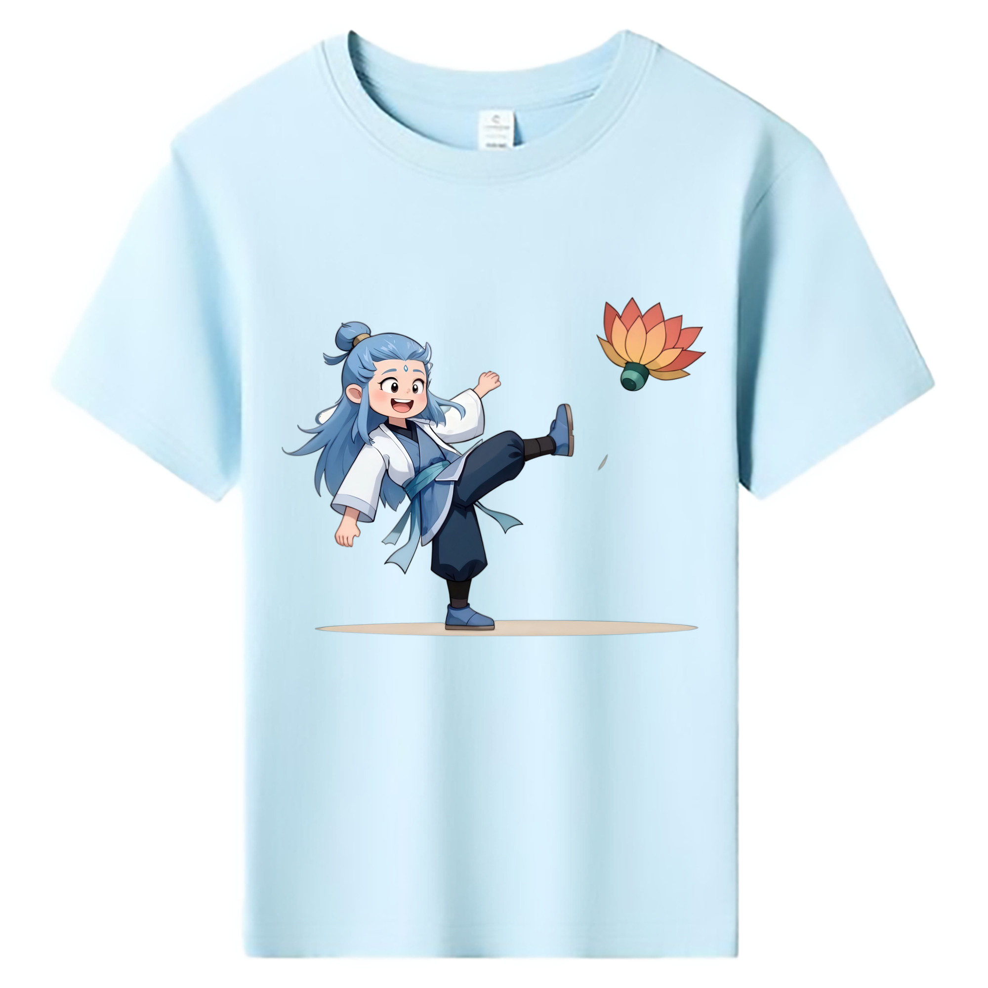 （画像用） Ne Zha 2 ナタ 魔童の大暴れ 綿100％キッズTシャツ（フロントプリント）